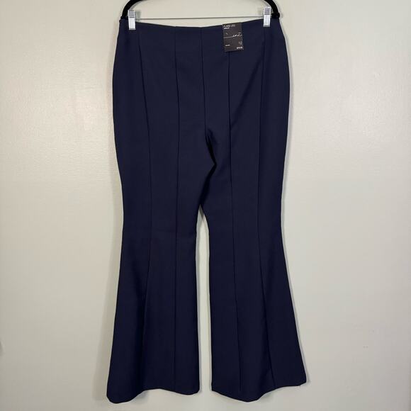 INC INTERNATIONAL CONCEPTS Pants 12 Bootcut Flare Leg Mid Rise Pleated Blue NWT - Picture 2 of 11